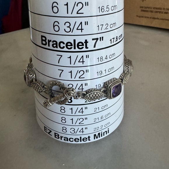 Beautiful SS and 14 k gold bracelet : amethyst , citrine and topaz . Wrist 8 - Picture 5 of 8